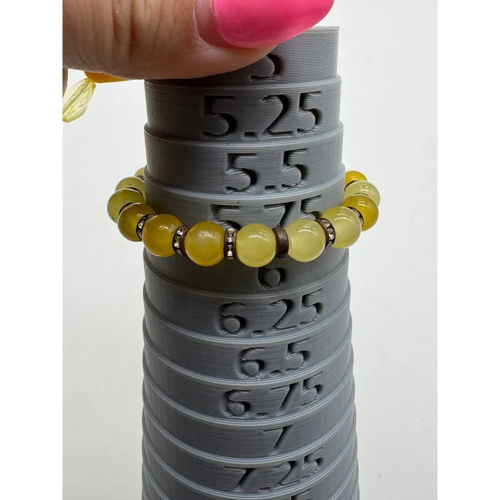Yellow and White Beaded Stretch Bracelet Stack Set 4pc Shell Stone‎ Glass Boho